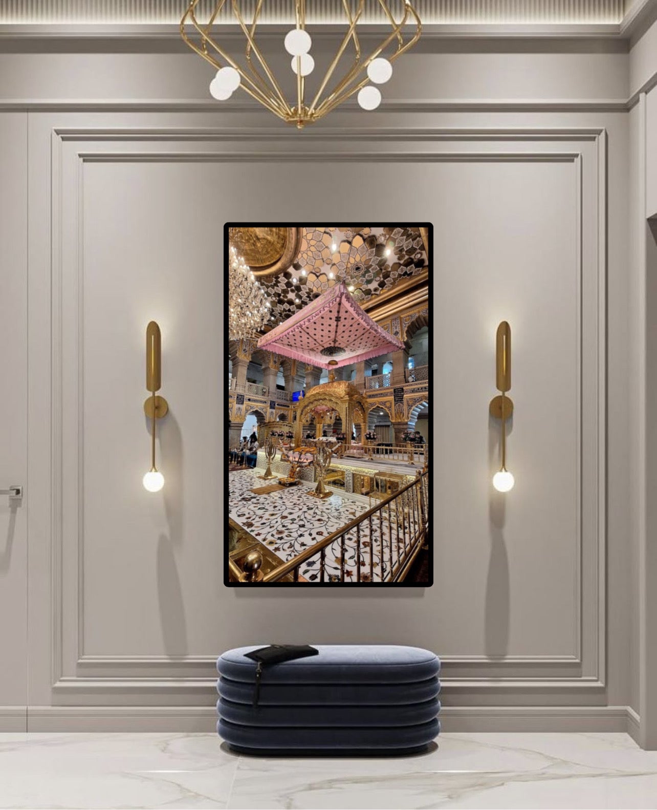 Zoomed Out Full View of Inside Harmandir Sahib | Golden Temple View Wall Art Poster