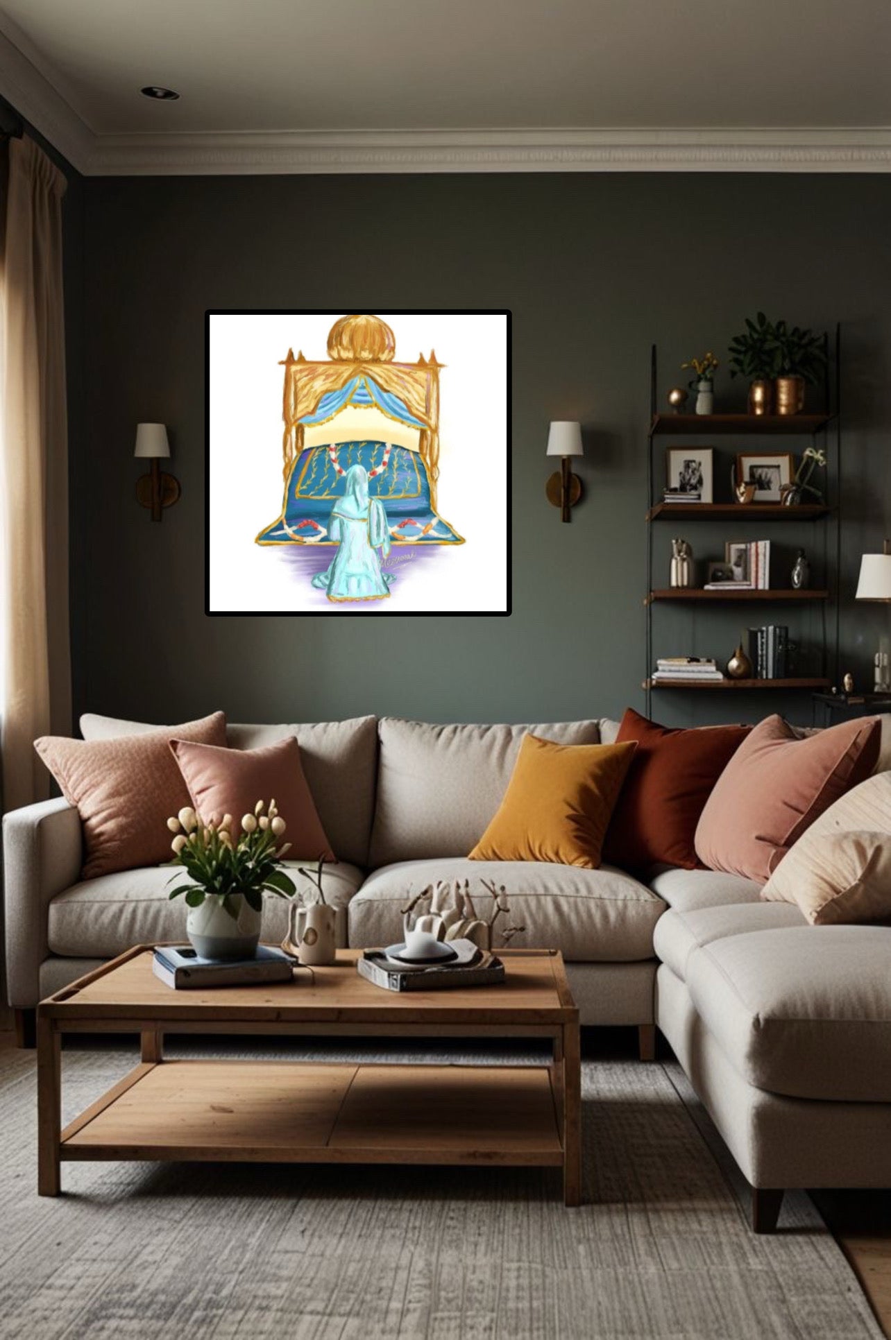 Sikh Girl Praying Darbar Sahib Gurdwara Wall Art Poster