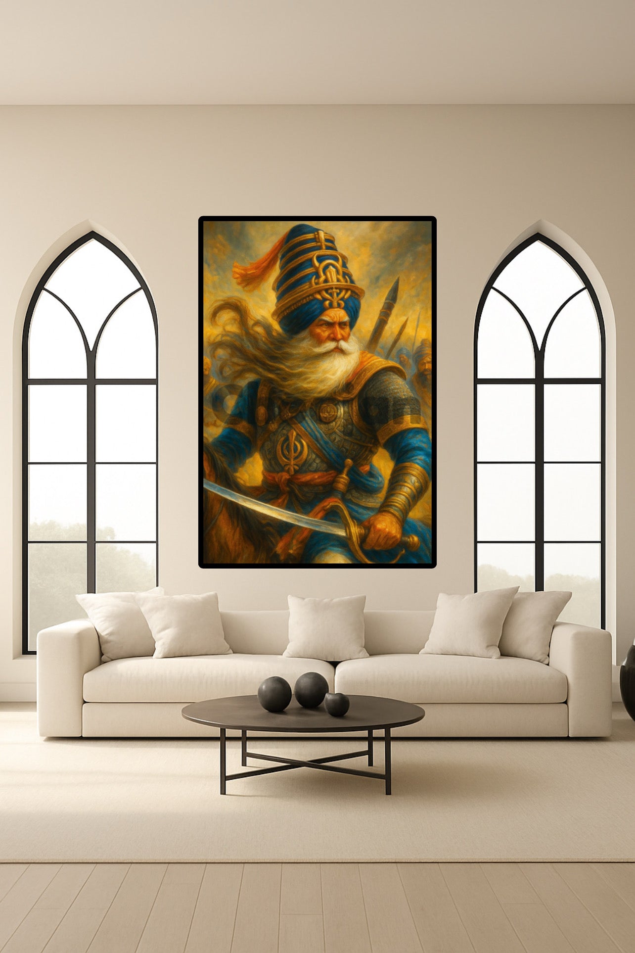 Baba Deep Singh Ji Portrait Sign of Bravery and Sacrifice Wall Art Poster