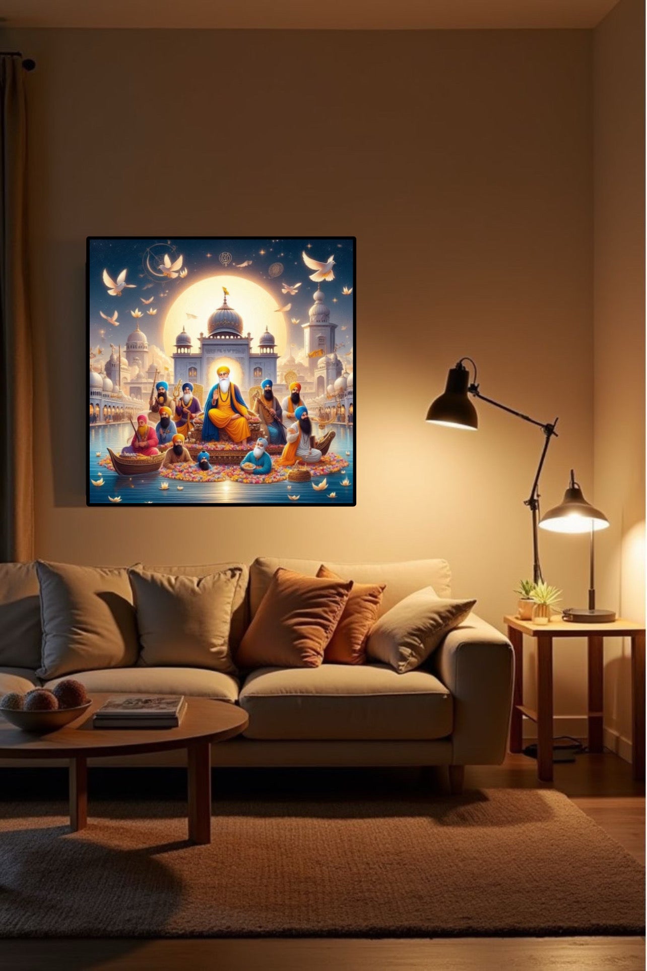 Sikhi Beautiful 10 Guru Birds Flying Darbar Sahib Wall Art Poster