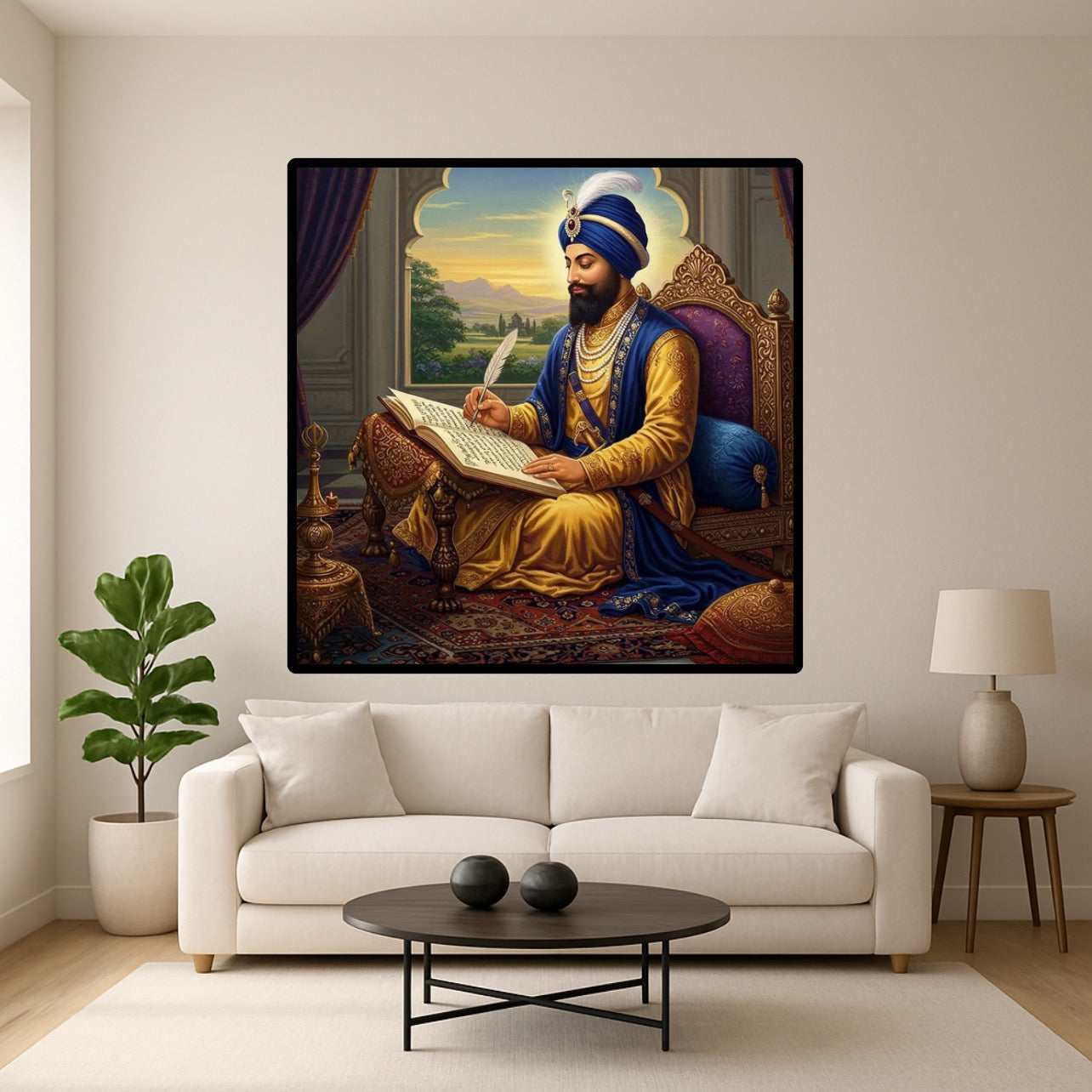 Guru Gobind Singh Ji Writing Scripture Peacefully Sikhi Wall Art Poster