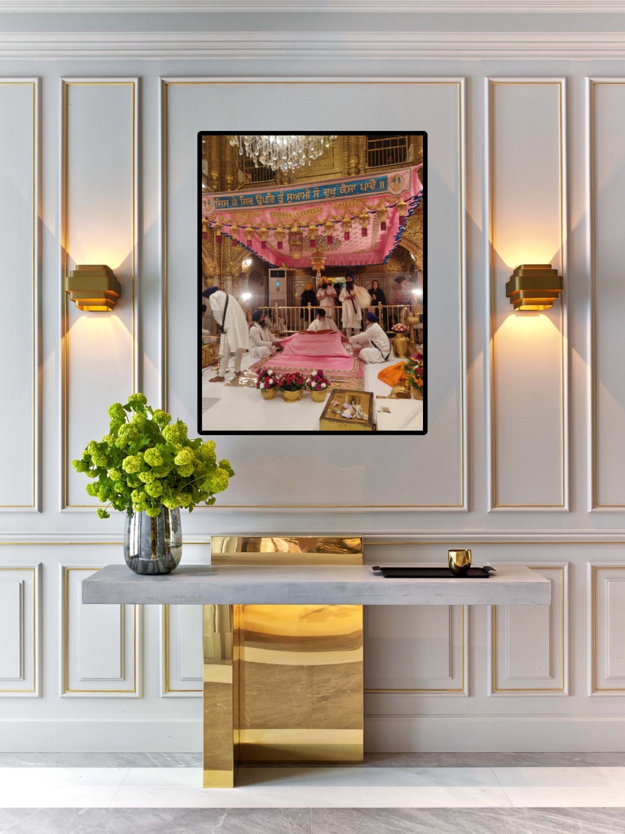 Inside Harmandir Sahib | Golden Temple | Guru Granth Sahib Ji | Pink Wall Art Poster