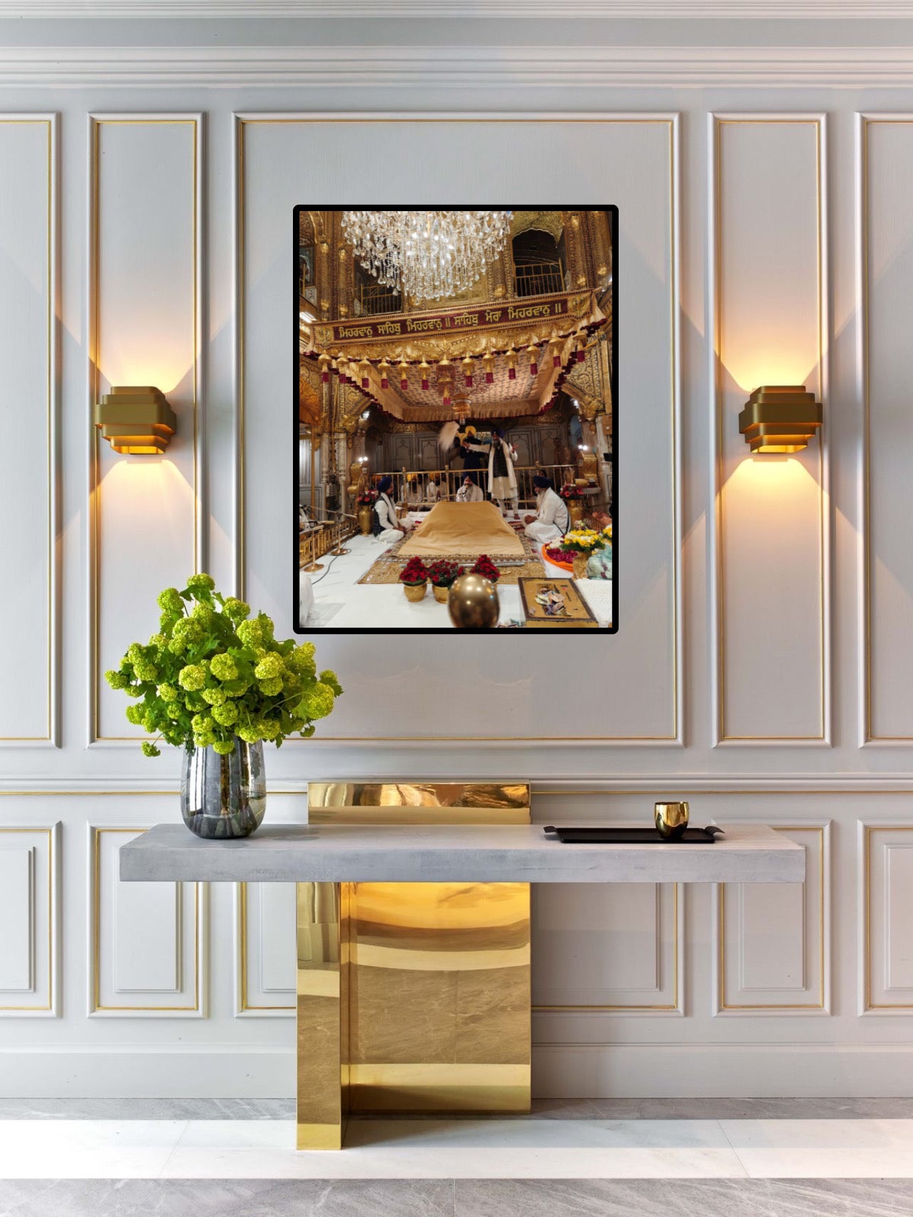 Inside Harmandir Sahib | Golden Temple | Guru Granth Sahib Ji | Marroon Wall Art Poster