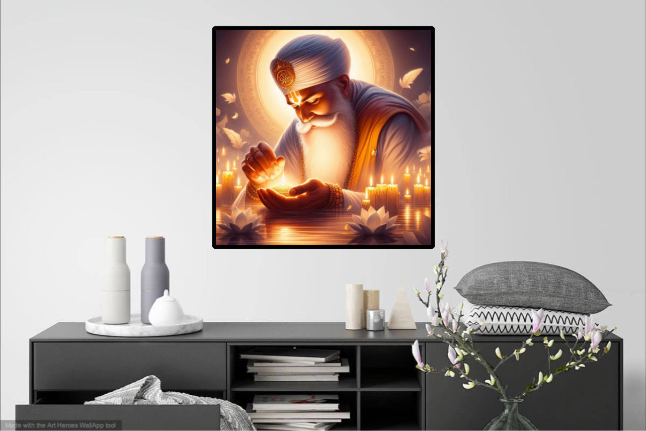 Sikh Guru Nanak Dev Ji Beautiful Flying Feathers Wall Art Poster