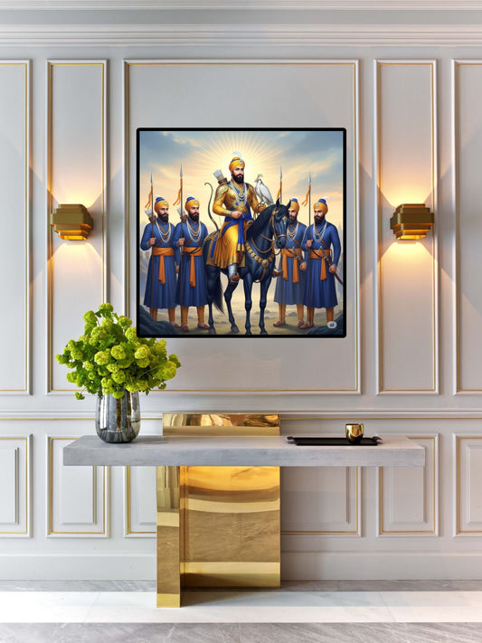 Shri Guru Gobind Singh Ji & Chaar (4) Sahibzaade Wall Art Poster