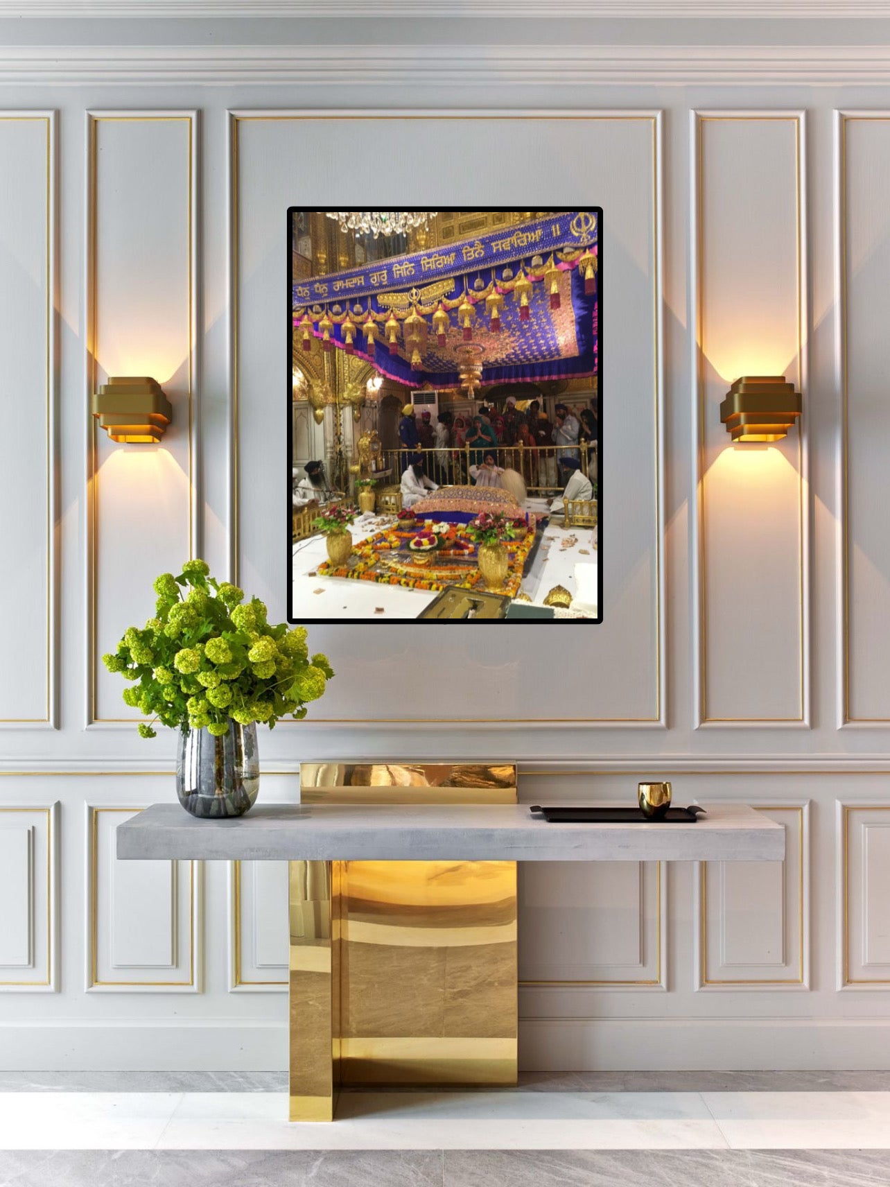 Inside Harmandir Sahib | Golden Temple | Guru Granth Sahib Ji | Purple Wall Art Poster