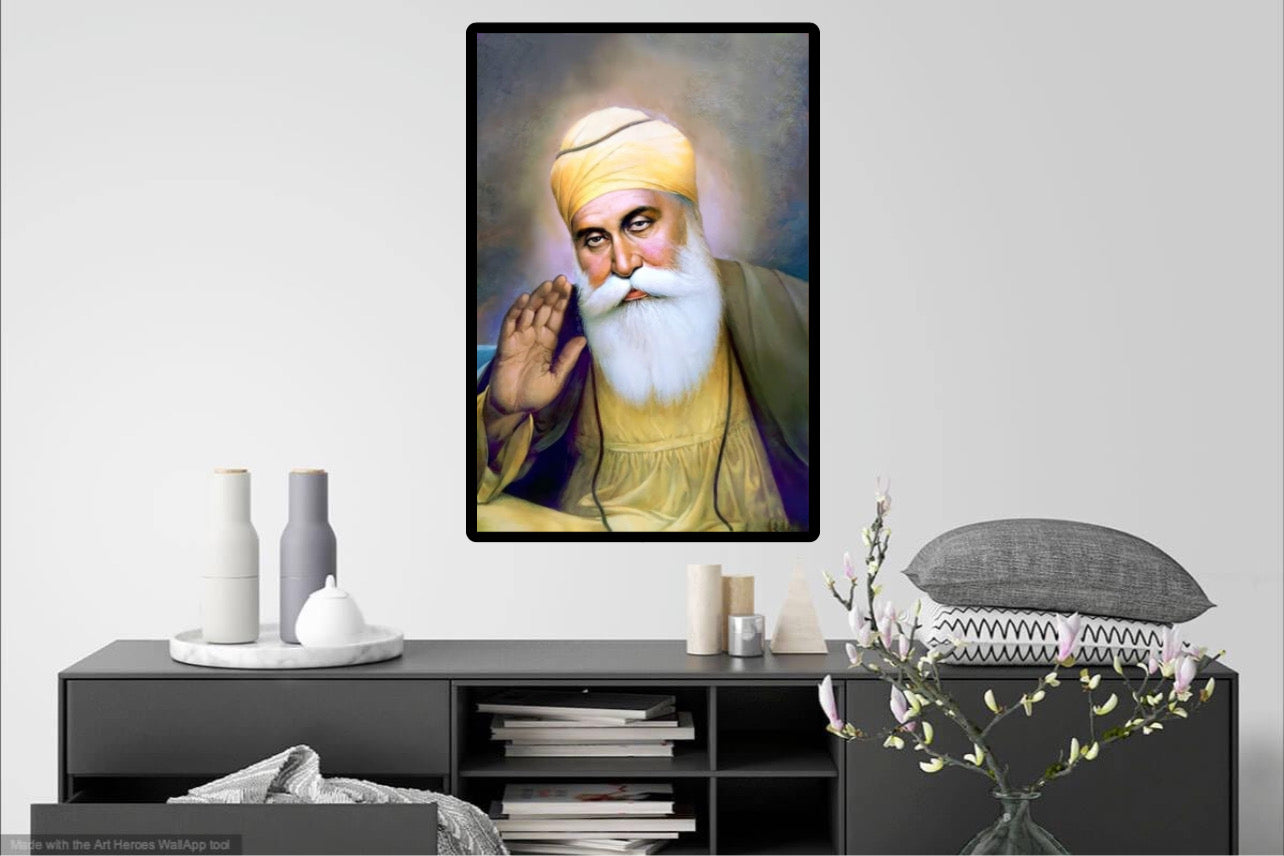 Guru Nanak Dev Ji Sitting Portrait Wall Art Poster