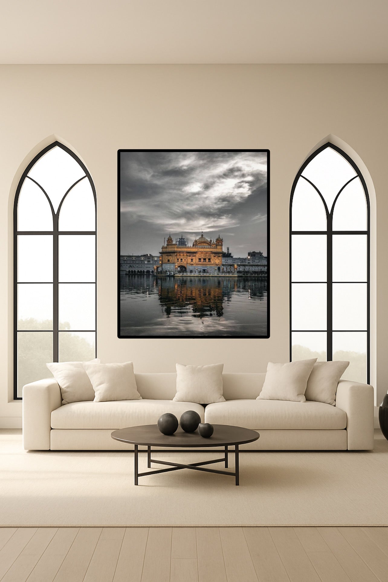 Black & Grey Themed Harmandir Sahib in Amritsar Punjab Wall Art Poster