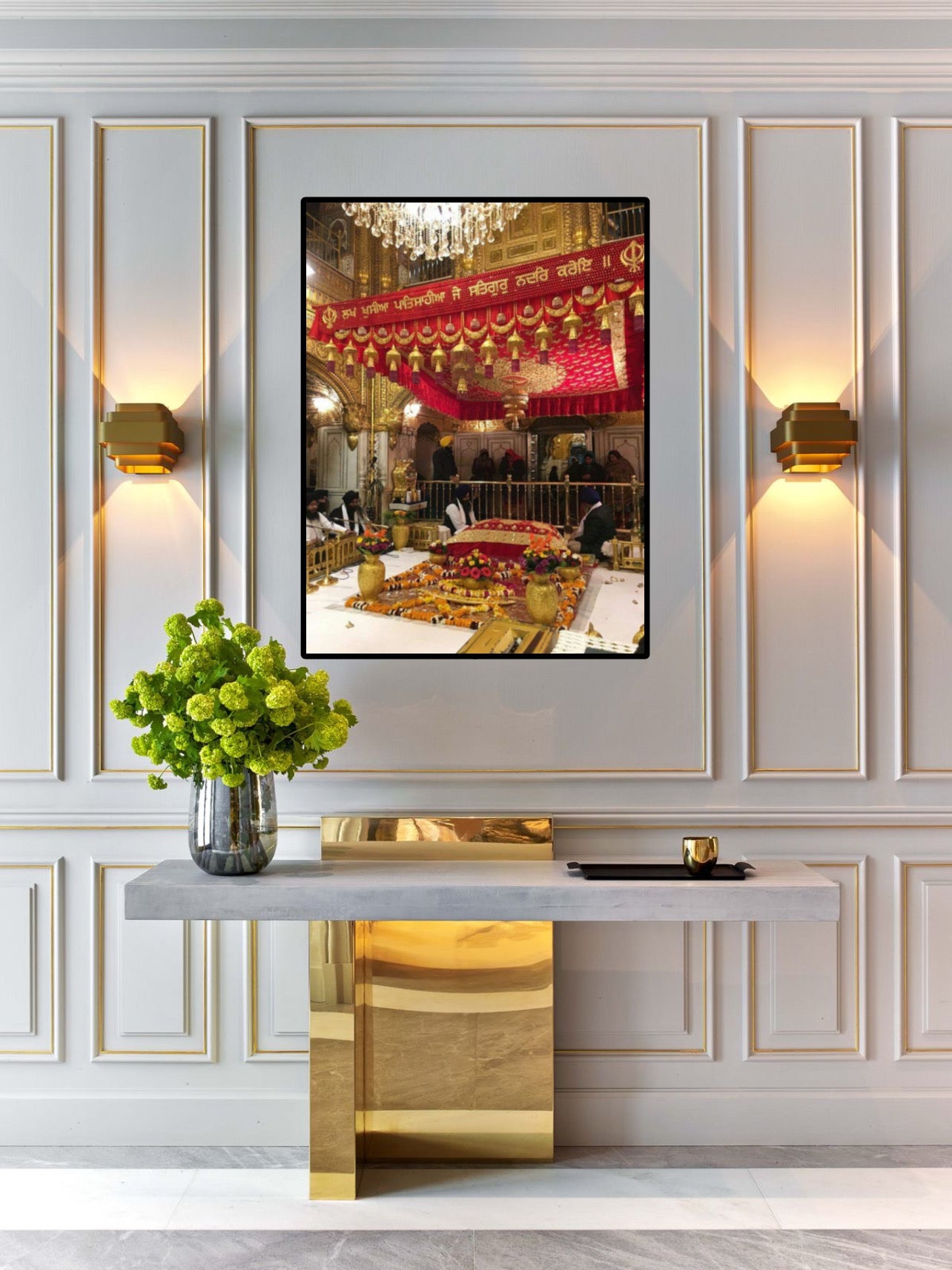 Inside Harmandir Sahib | Golden Temple | Guru Granth Sahib Ji | Red Wall Art Poster