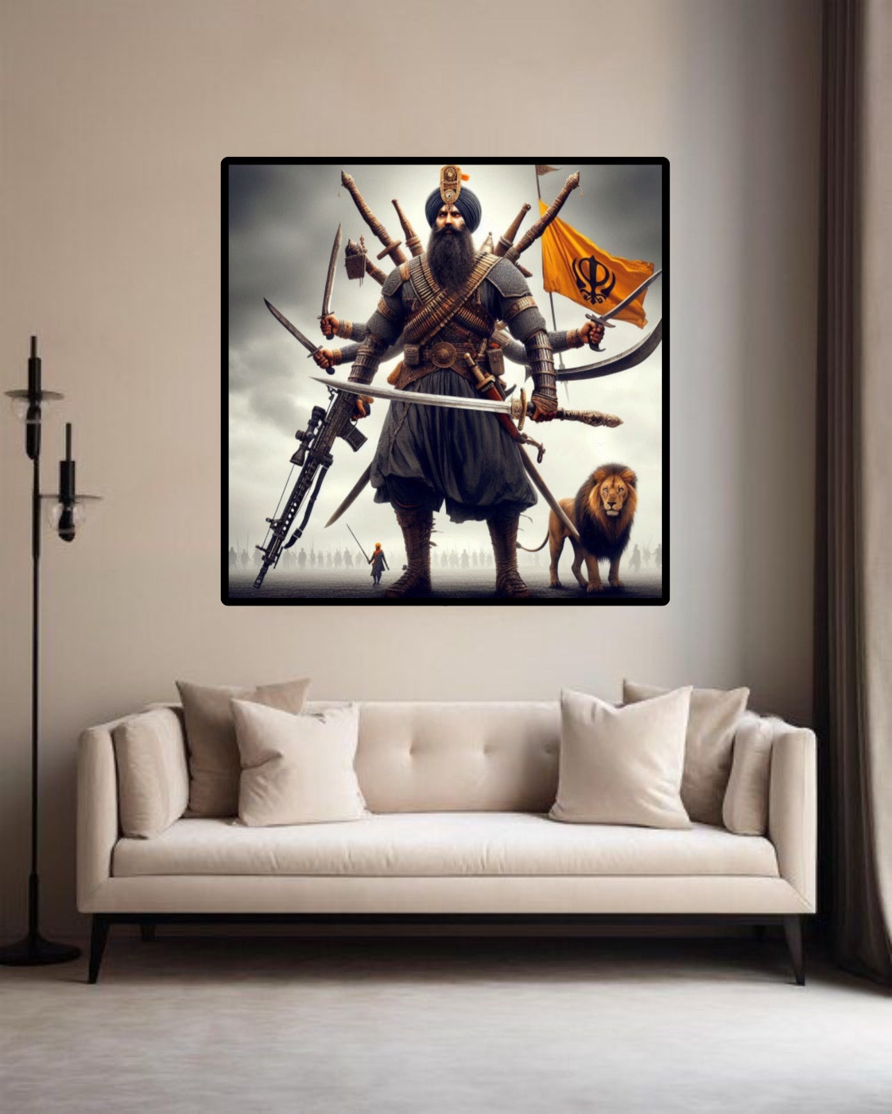 Sikhi Strong Warrior with Weapons Symbolism of Strength Wall Art Poster