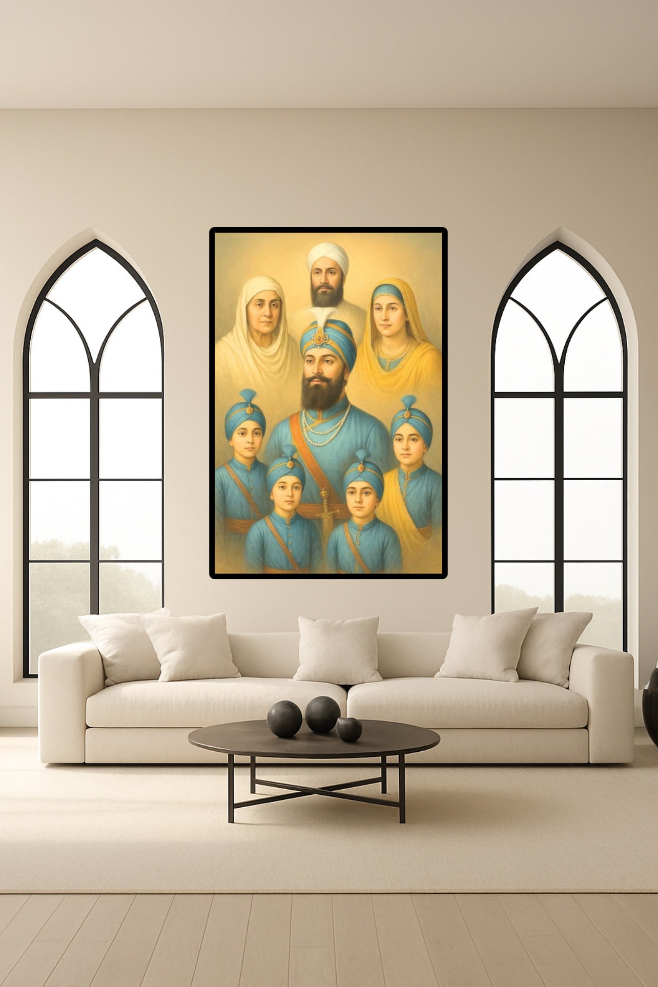 Guru Gobind Singh Ji Father of Chaar Sahibzaade Panj Pyaare Portrait Wall Art Poster