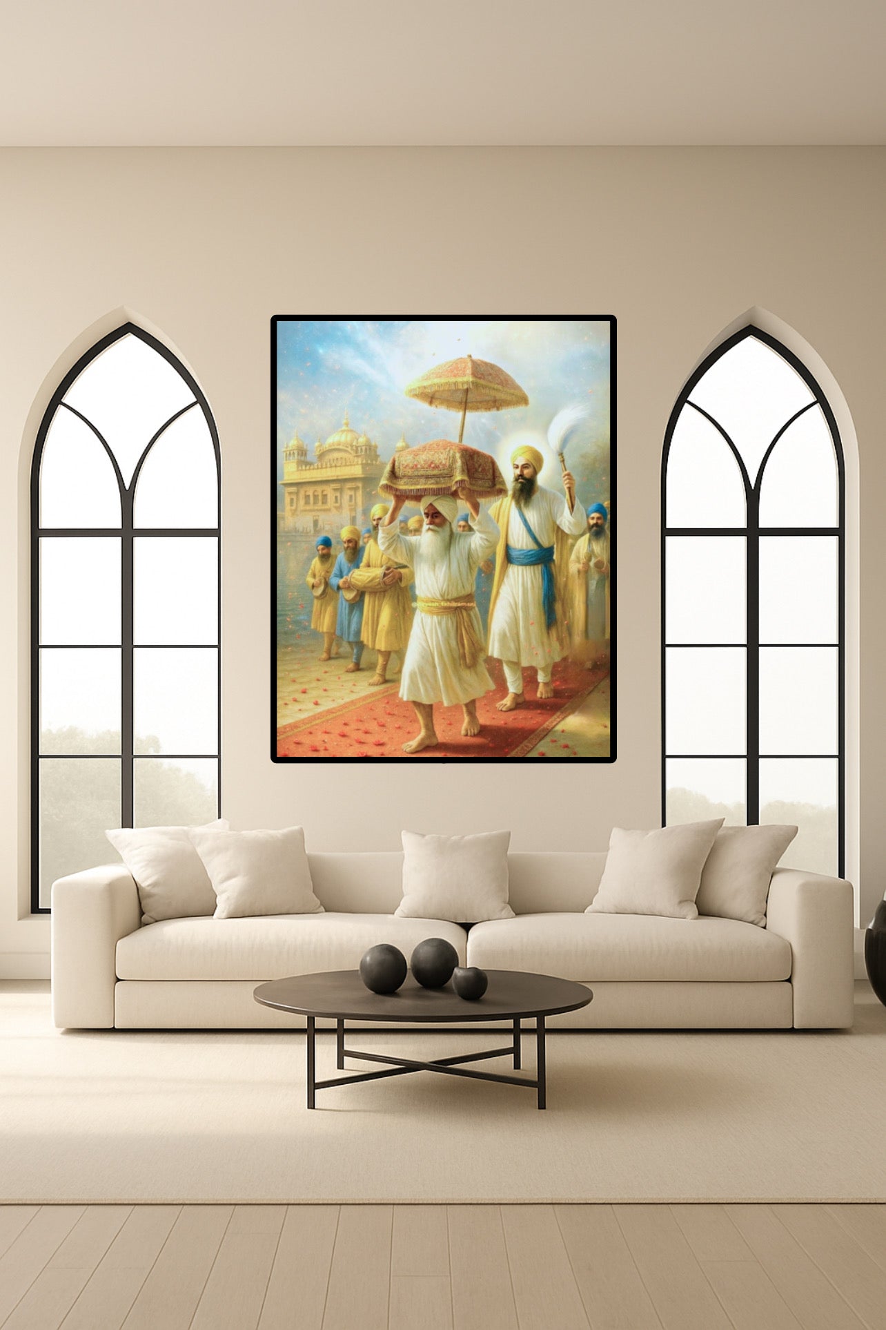 Opening of First Parkash of Guru Granth Sahib Ji at Shri Harmandir Sahib Ji Sikhi Symbolic Wall Art Poster