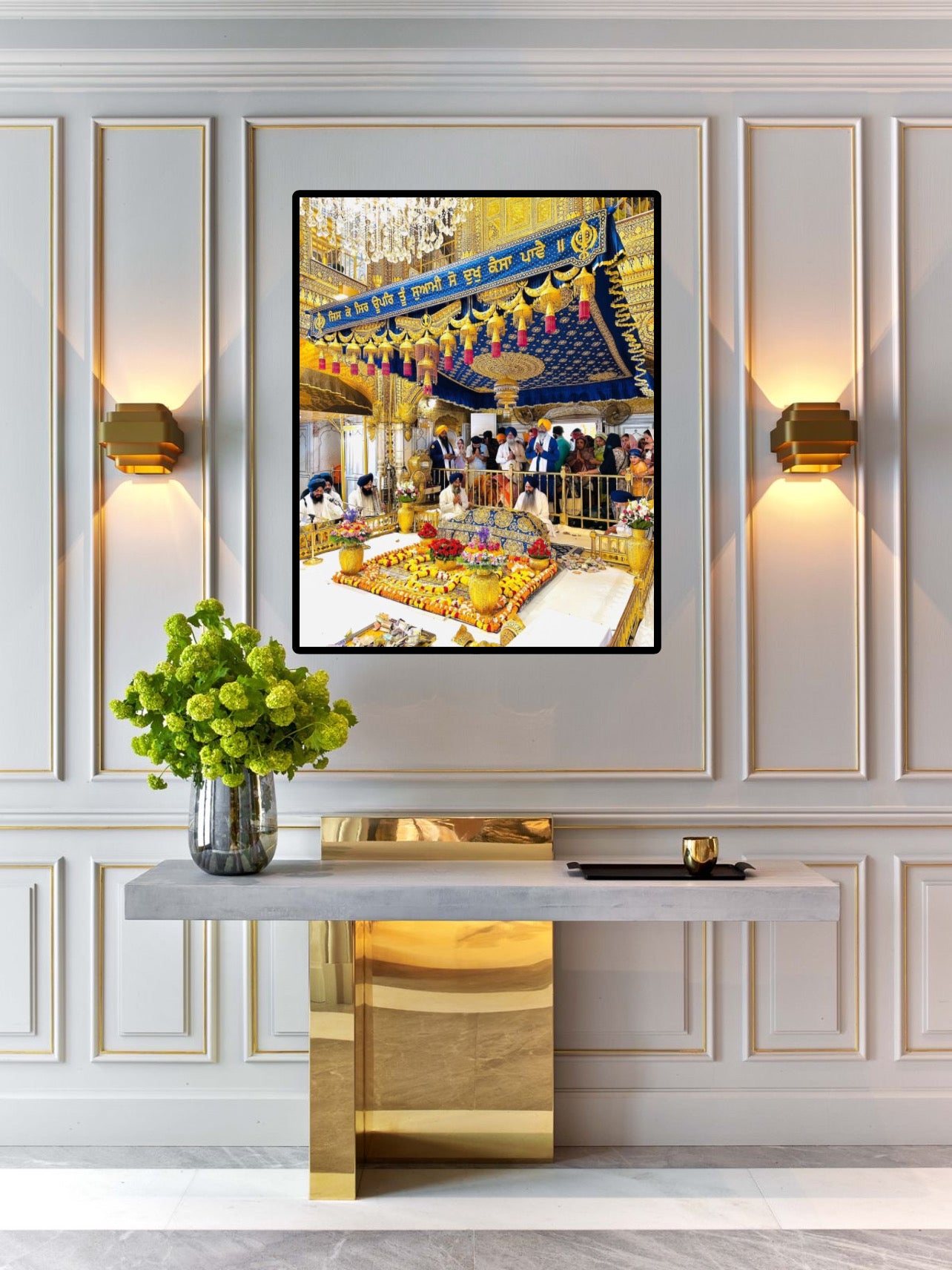 Inside Harmandir Sahib | Golden Temple | Guru Granth Sahib Ji | Blue Wall Art Poster