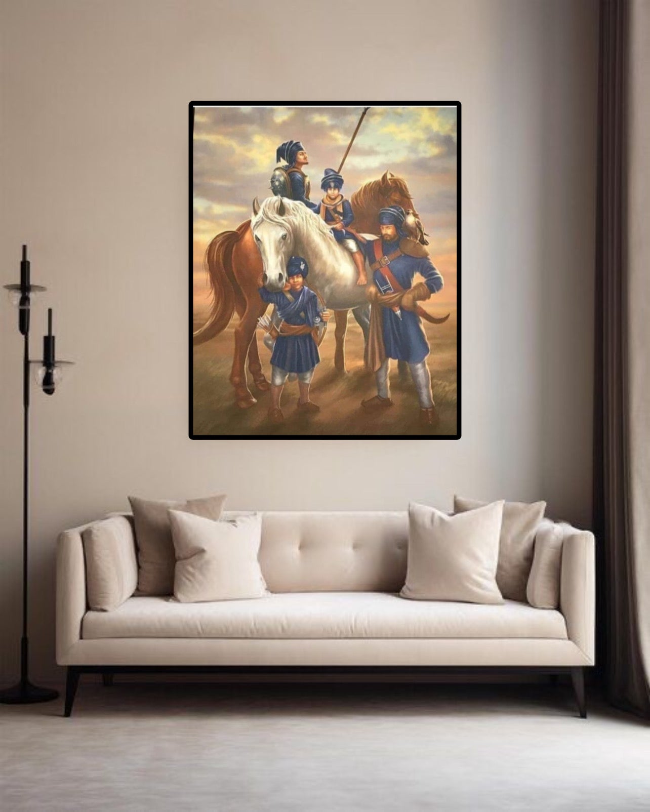 Sikh 4 Chaar Sahibzaade Warriors on Horses Wall Art Poster