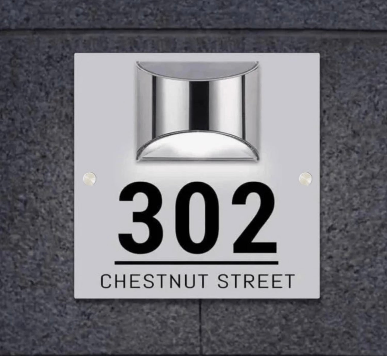 Custom 3D Solar-Powered House Number Door Sign | Plaque
