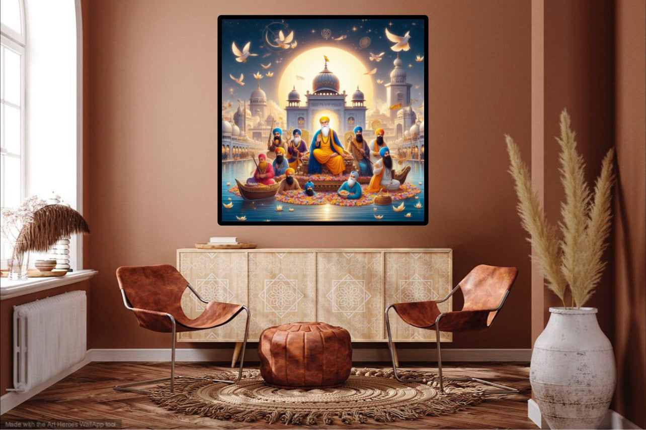 Sikh 10 Gurus Flying Birds Wall Art Poster