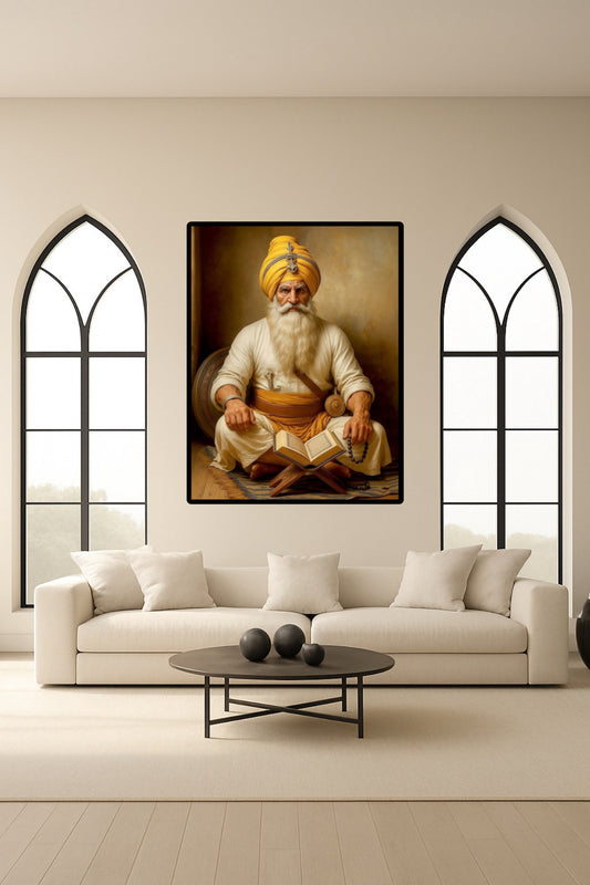 Sikhi Baba Deep Singh Ji Sitting Inspirational Wall Art Poster