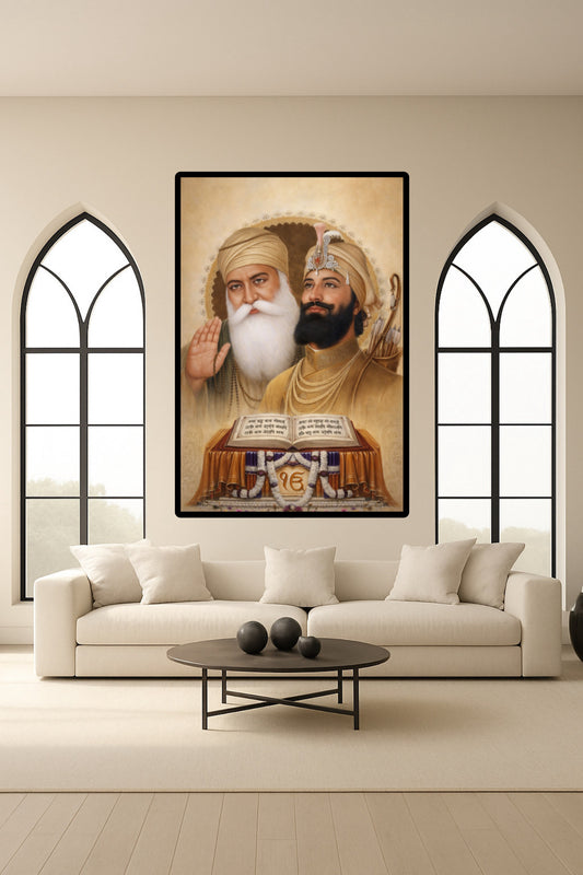 Guru Nanak Dev Ji & Guru Gobind Singh Ji Together Wall Art Poster