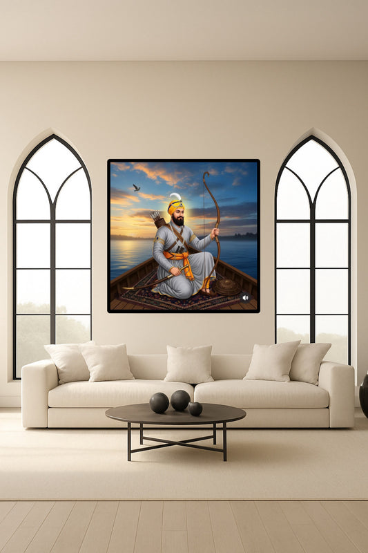 Sikhi Guru Gobind Singh Ji 10th Guru with Crossbow Arrow Wall Art Poster