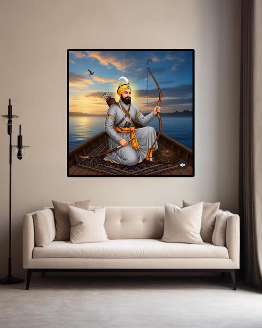 Sikhi Guru Gobind Singh Ji 10th Guru with Crossbow Arrow Wall Art Poster
