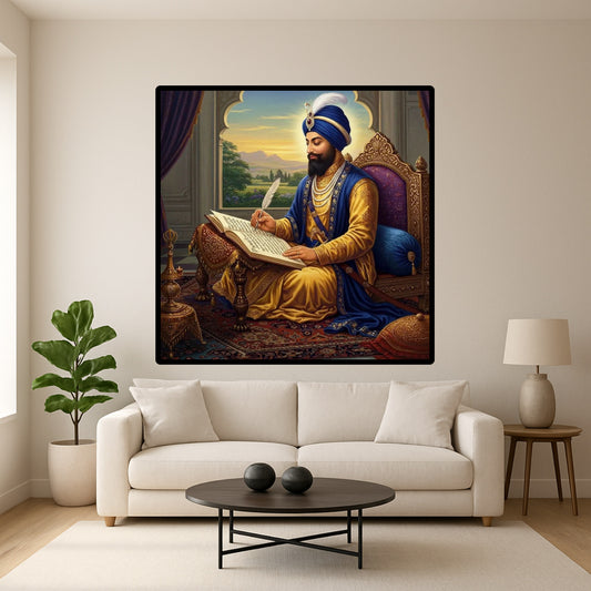 Guru Gobind Singh Ji Writing Scripture Peacefully Sikhi Wall Art Poster