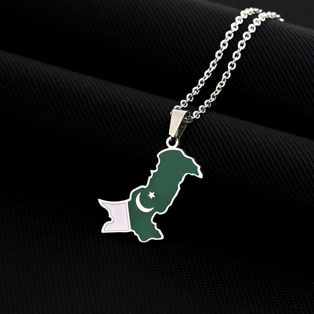 Pakistan Country Flag 18K Plated Pendant Necklace