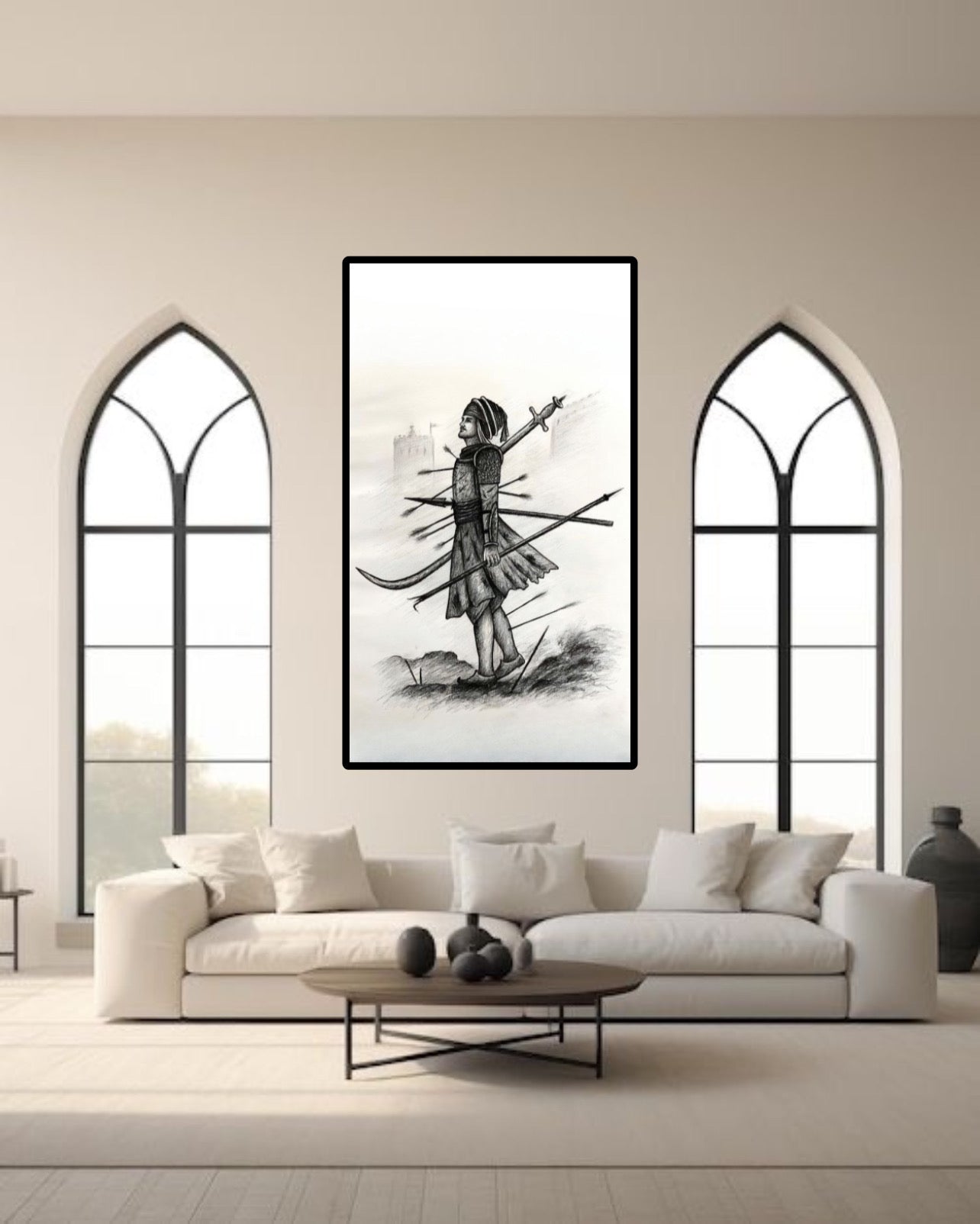 Sikhi Guru Inspirational Warrior Swords in Back Wall Art Poster