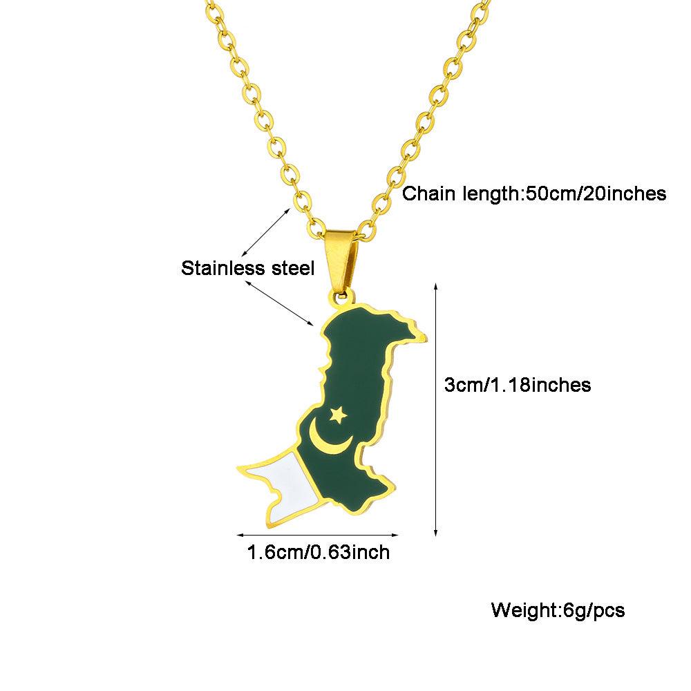 Pakistan Country Flag 18K Plated Pendant Necklace