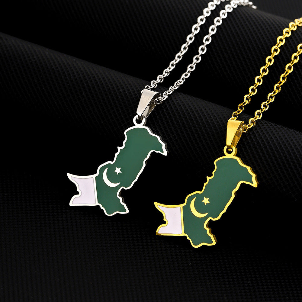 Pakistan Country Flag 18K Plated Pendant Necklace
