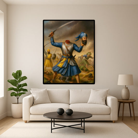 Kirpan Sword on Battle Field of Beheaded Warrior Symbolism of Strength Wall Art Poster