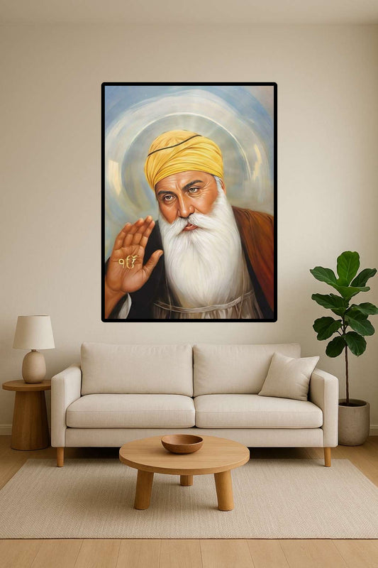 Guru Nanak Dev ji Sikhi Founder Ek Onkar on Palm of Hands Wall Art Poster