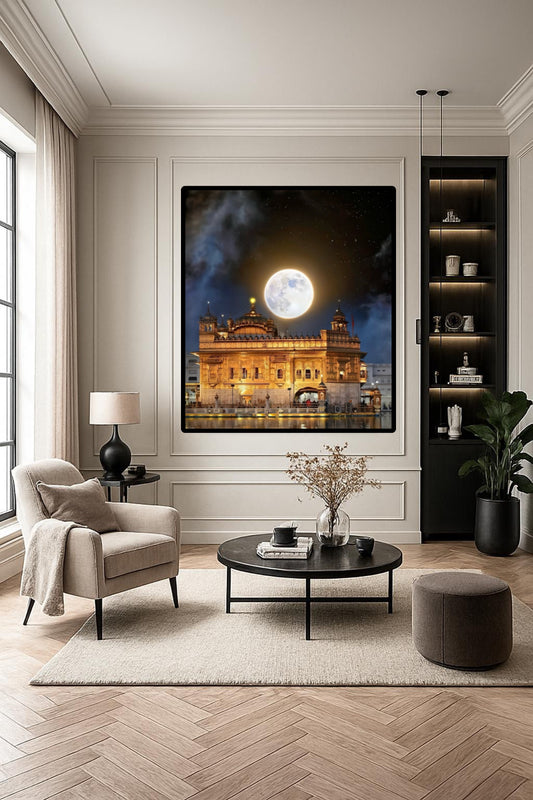 Sikhi Harmandir Sahib Golden Temple Full Moon Night Wall Art Poster