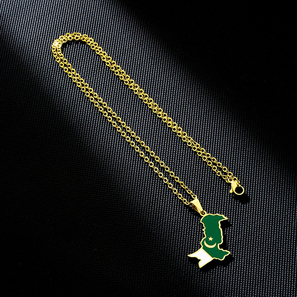Pakistan Country Flag 18K Plated Pendant Necklace
