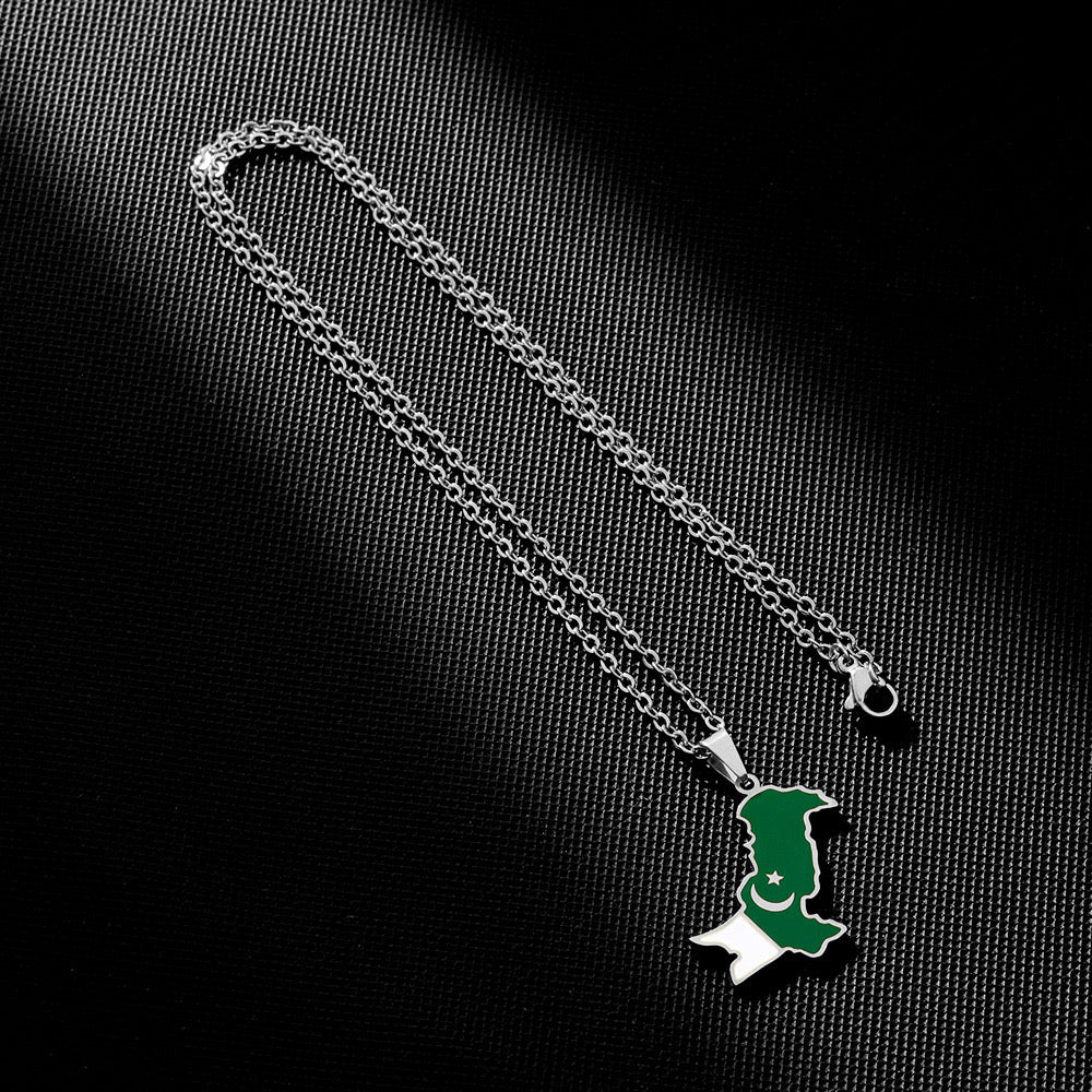 Pakistan Country Flag 18K Plated Pendant Necklace