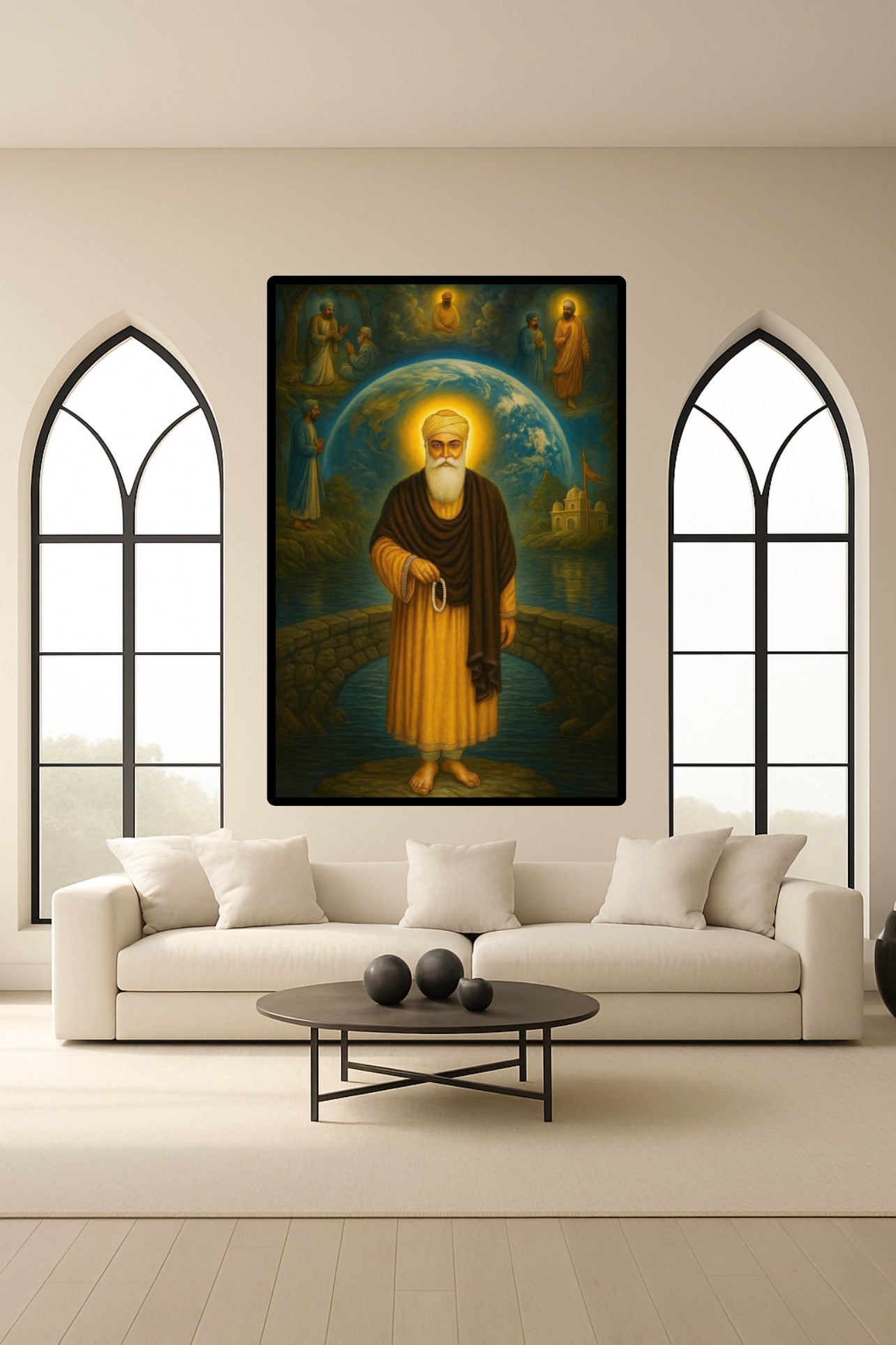 Guru Nanak Dev ji Standing Sikhi Founder Beautiful Symbolic Earth Aesthetic Wall Art Poster