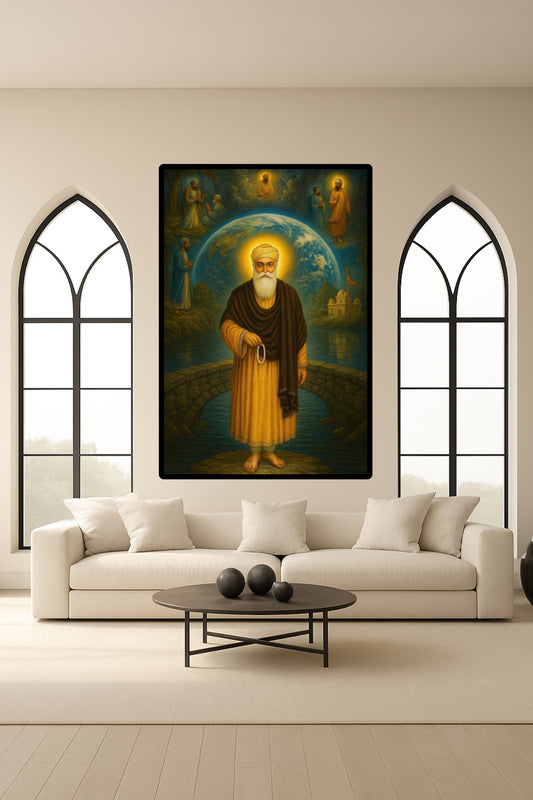 Guru Nanak Dev ji Standing Sikhi Founder Beautiful Symbolic Earth Aesthetic Wall Art Poster