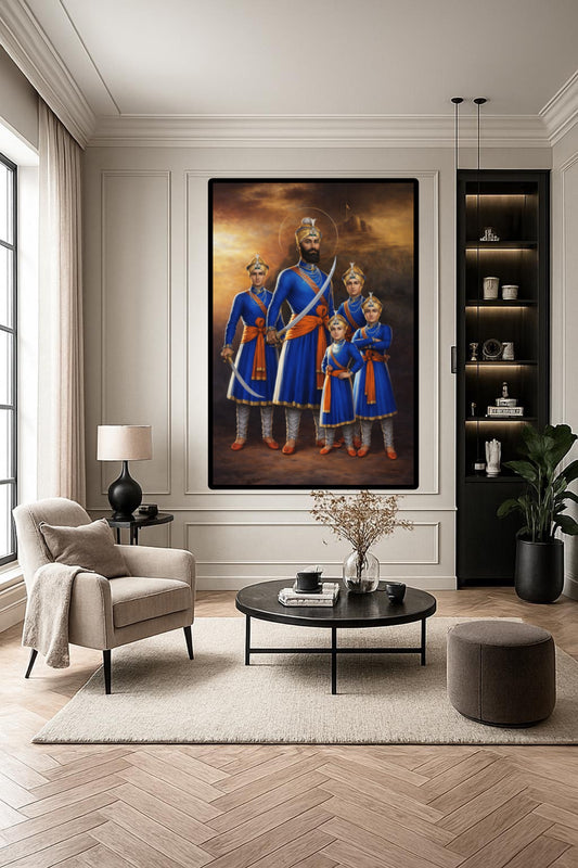Sikhi Blue Inspiring 4 Chaar Sahibzaade Wall Art Poster