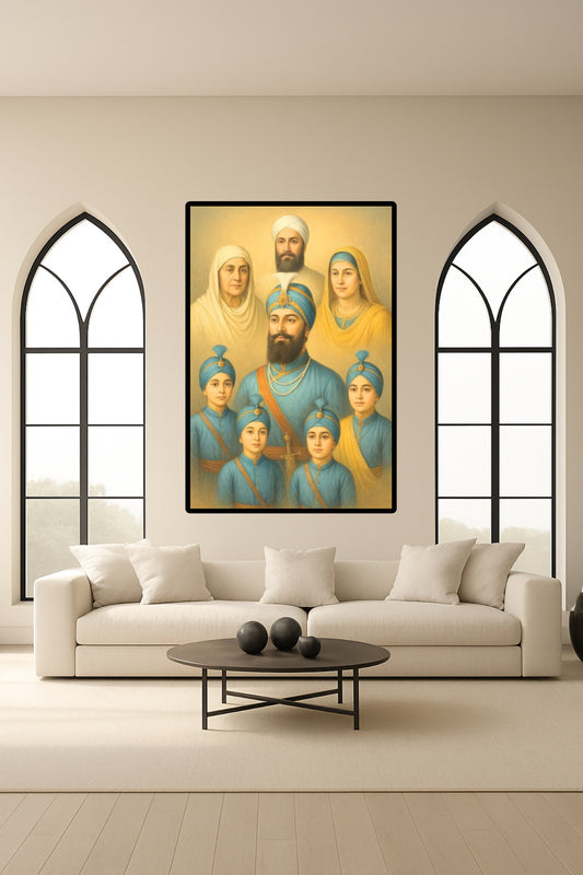 Guru Gobind Singh Ji Father of Chaar Sahibzaade Panj Pyaare Portrait Wall Art Poster