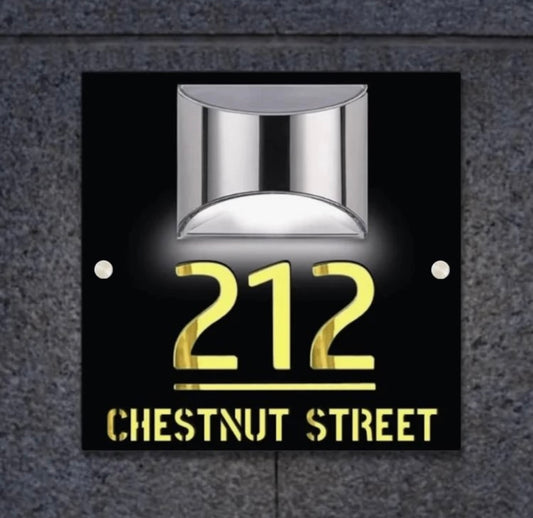 Custom 3D Solar-Powered House Number Door Sign | Plaque
