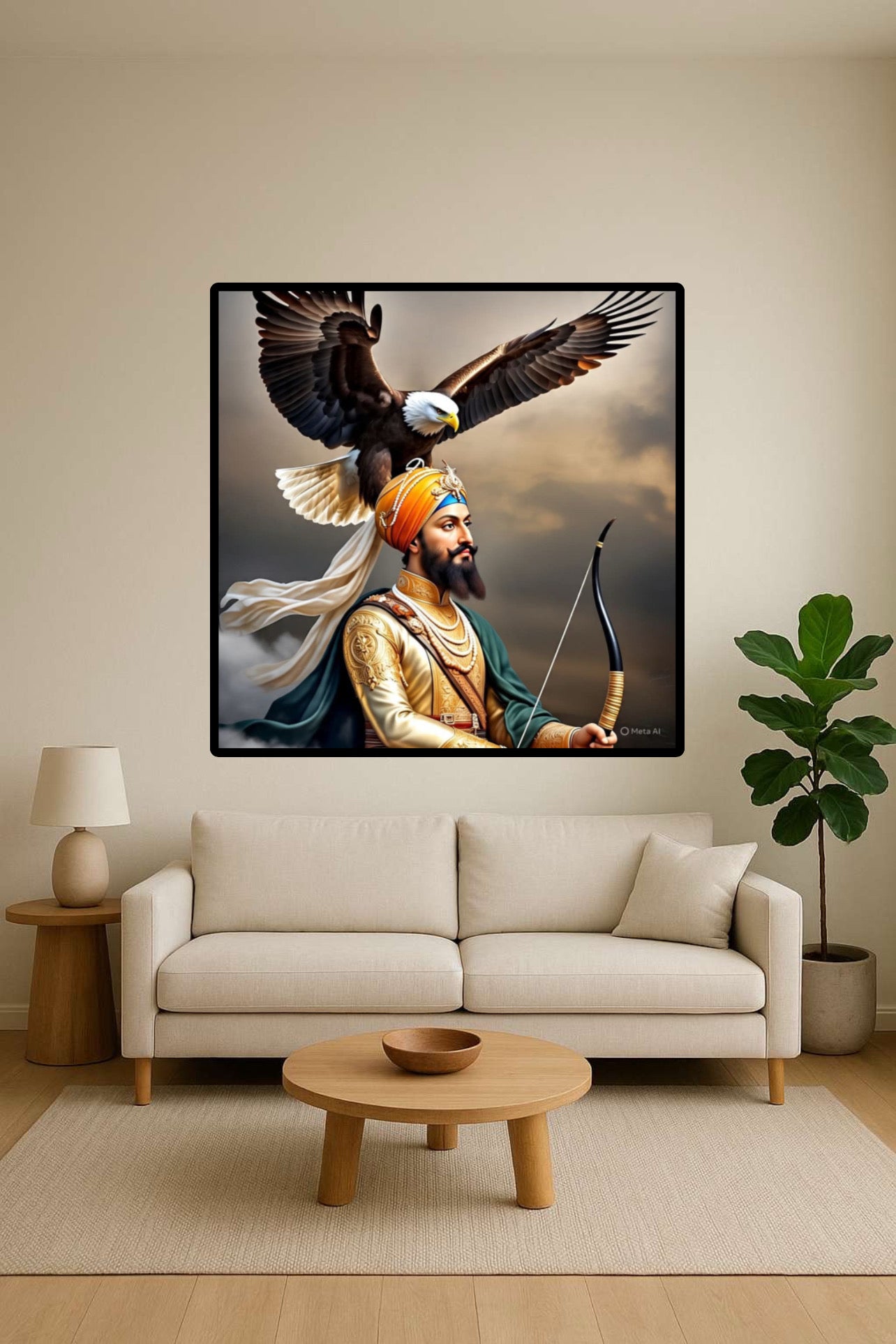 Shri Guru Gobind Singh Ji Eagle Beautiful Crossbow Symbolic Wall Art Poster