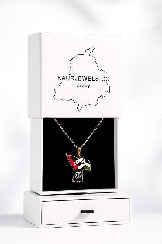 Solidarity With Palestine Country Flag 18K Plated Pendant Necklace