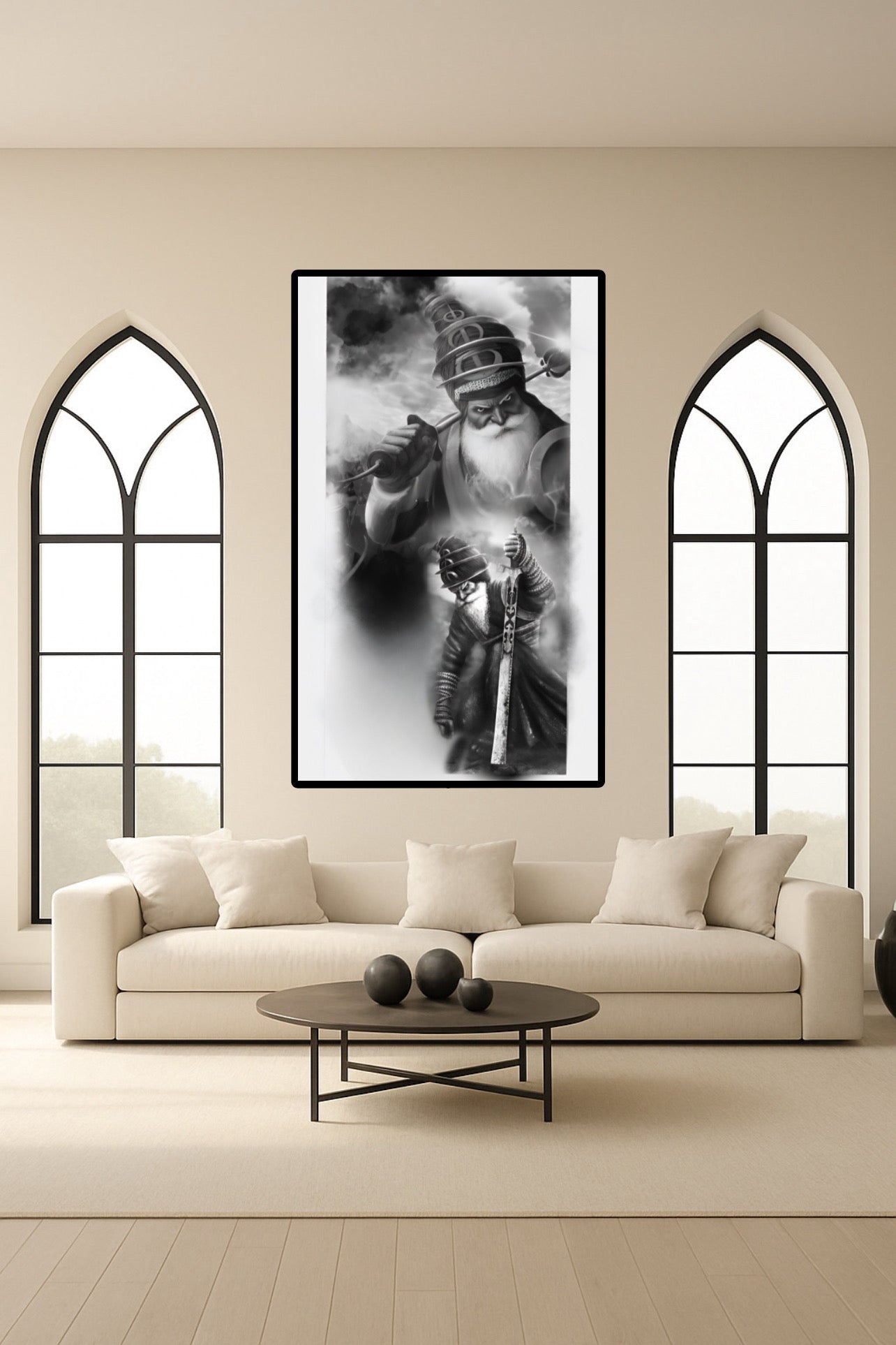 Dhan Dhan Baba Deep Singh Ji Double Image Warrior Wall Art Poster