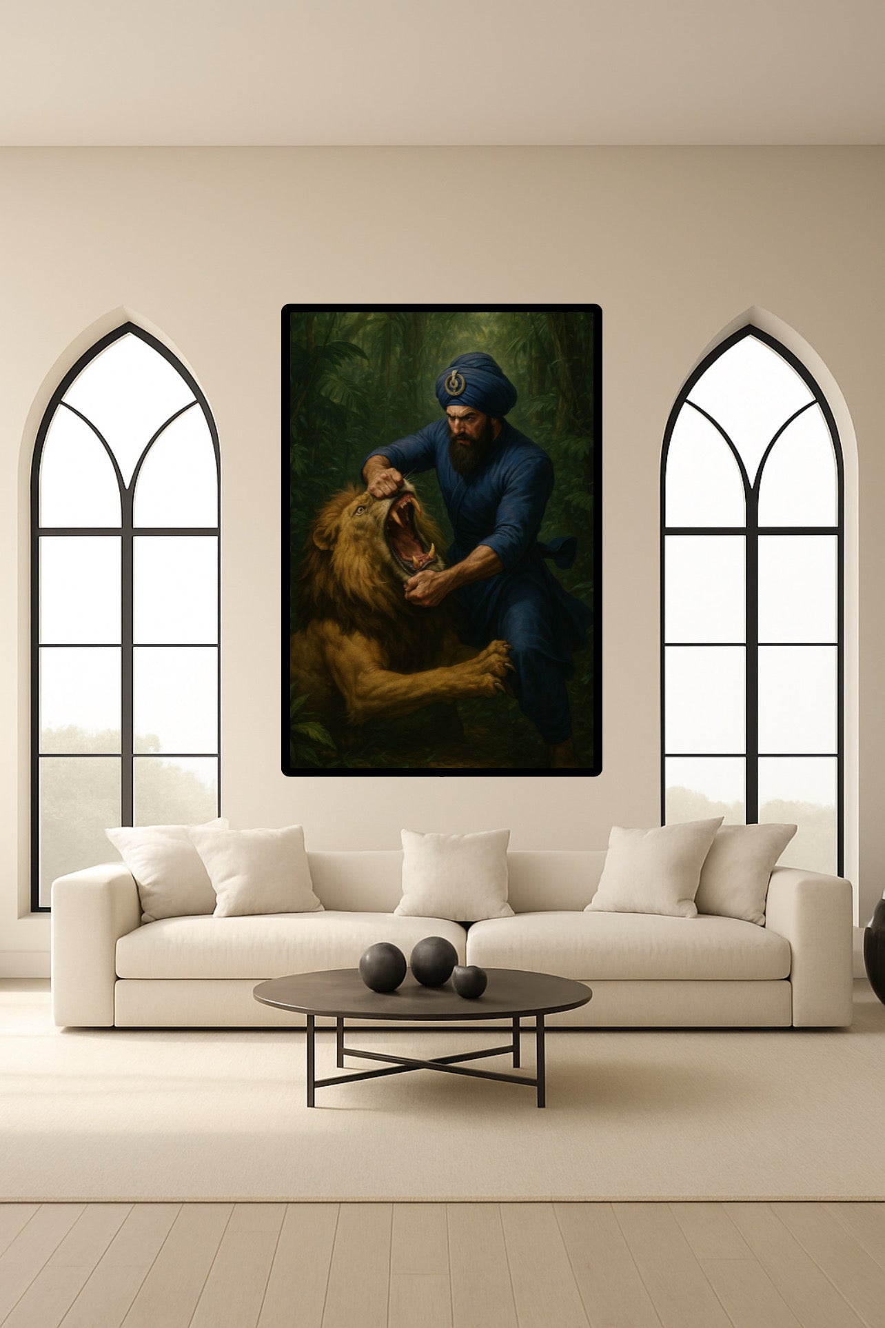 Sikhi Hari Singh Nalwa Sikh Empire Warrior Strong Lion Battle Symbolic Wall Art Poster