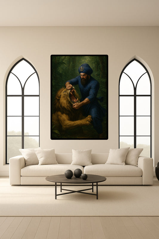 Sikhi Hari Singh Nalwa Sikh Empire Warrior Strong Lion Battle Symbolic Wall Art Poster