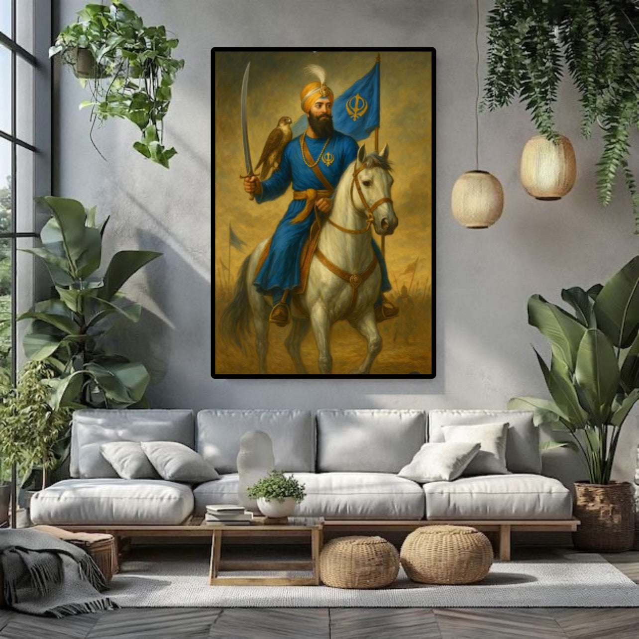 Shri Guru Gobind Singh Ji on Horse Wall Art Poster