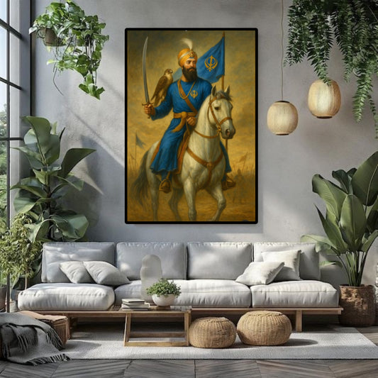 Shri Guru Gobind Singh Ji on Horse Wall Art Poster